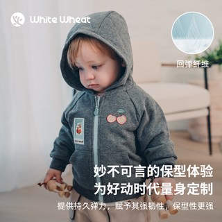 white wheat 儿童连帽卫衣 深麻灰 插肩款 110cm