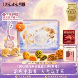 美心 猫月双圆礼盒月饼 流心奶黄低糖蛋黄味 310g