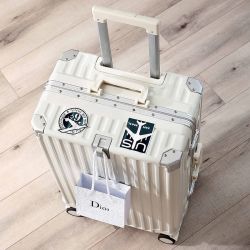 旅刻 铝框行李箱可登机箱拉杆箱大容量箱旅行箱结实耐用密码皮箱子 珍珠白 28英寸