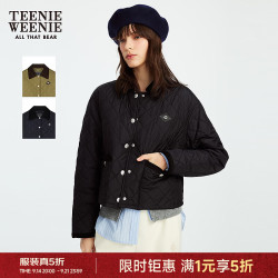 TEENIE WEENIE 小熊字母棉服女2025冬季新款女外套 黑色 S
