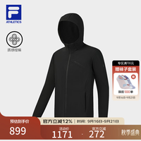 FILA 男士针织连帽开衫夹克 深黑 XL