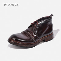 dreambox 钧博vibram高端意大利马臀皮高帮皮鞋复古手工固特异男靴 咖色 44