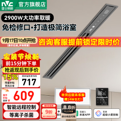 雷士 风暖浴霸大功率取暖换气智能恒温三档换气石膏大板线性浴霸 线型2900W智能除菌