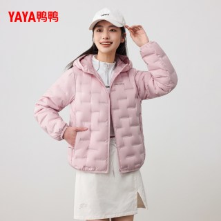 移动端：鸭鸭羽绒服 鸭鸭轻薄羽绒服女2025反季短款宽松百搭连帽90鸭绒保暖外套J