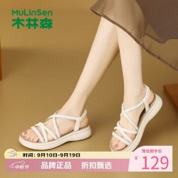 木林森 女士夏季罗马凉鞋 闪钻时尚女生凉鞋子百搭通勤凉拖休闲单鞋