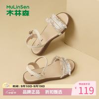 木林森 女鞋休闲凉鞋 夏季轻便一字带凉鞋时尚优雅通勤女士百搭软底单鞋