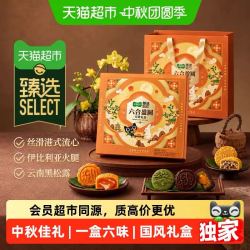 天猫超市 猫超臻选六合盈圆月饼礼盒传统中式糕点心零食中秋企业伴手送礼 6饼6味300g