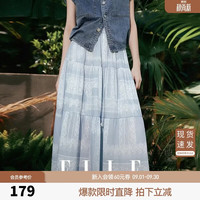 ELLE 波嬉印花半身裙女2026夏新款度假松紧腰高级感气质a字裙长裙