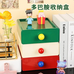 京东物流 桌面收纳盒抽屉式书桌上文具整理神器办公室玄关置物架 红（9.9包邮页面抢券）