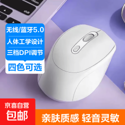 无线蓝牙鼠标办公鼠标轻音鼠标人体工程学 电脑笔记本适用 无暇白-顶配蓝牙款