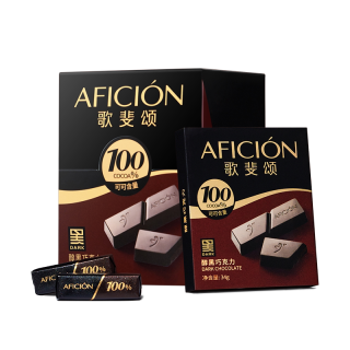 歌斐颂 纯黑巧克力100%无添加蔗糖纯可可脂苦烘焙运动零食