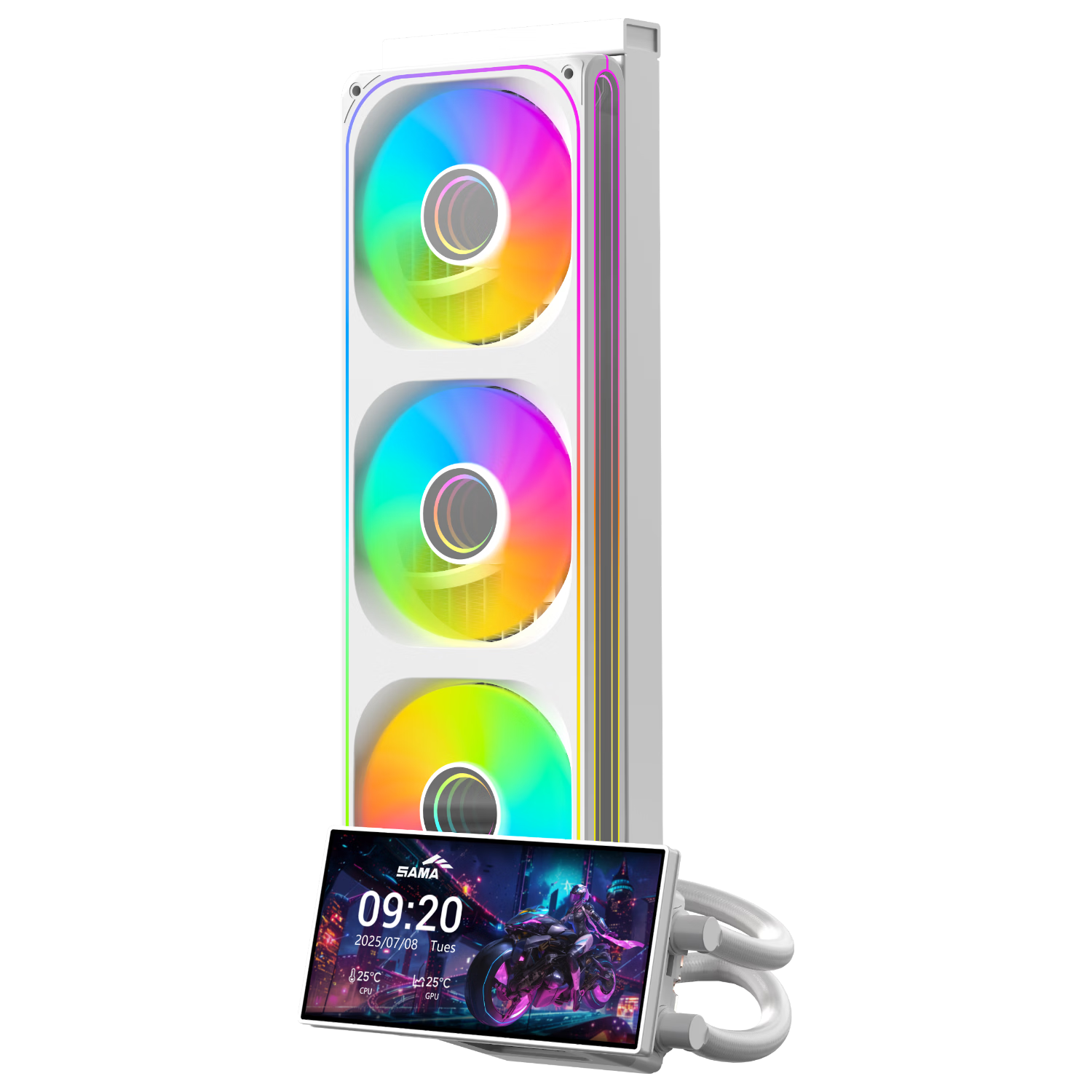 先马 S300 6英寸IPS屏可旋转冷头 白色 360水冷 CPU散热器