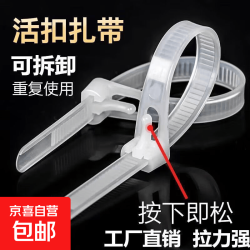 自锁式尼龙扎带 活扣可重复使用 电脑装机 园艺 桌面理线带束线捆扎绑带 白色 50条-白色扎带