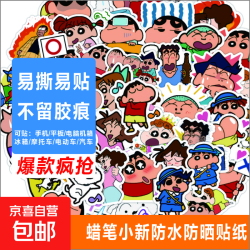 可爱蜡笔小新防水贴纸电脑手机平板水杯装饰小图案手机壳电脑装饰贴画花盆冰箱玻璃杯贴纸 随机5张