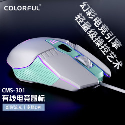 七彩虹 游戏鼠标 炫彩灯效 即插即用 人体工学设计USB有线电脑电竞娱乐办公鼠标 CMS-301电竞鼠标 森林 幻彩灯效/多档DPI