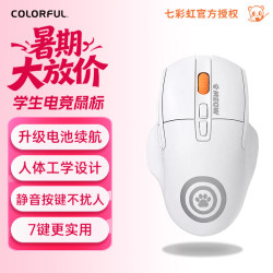 七彩虹 橘猫无线办公静音双模电竞游戏便携鼠标白色 橘宝萌猫白色-双模无线