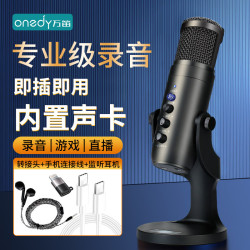 Onedy 有声书专用录音设备专业套装喜马拉雅配音话筒网课游戏直播降噪麦克风usb电脑手机通用 专业录音+降噪声卡