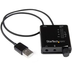 StarTech.com USB外置声卡 SPDIF数字光纤输出 5.1环绕声 96kHz/24bit高采样 3.5mm耳麦接口 笔记本台式机通用 黑色//白色 0.6*1.8 英寸 (约 2*5 cm)
