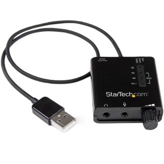 StarTech.com USB外置声卡 SPDIF数字光纤输出 5.1环绕声 96kHz/24bit高采样 3.5mm耳麦接口 笔记本台式机通用 黑色//白色 0.6*1.8 英寸 (约 2*5 cm)
