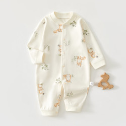 婧麒 婴儿衣服春秋装连体衣纯棉爬服新生儿