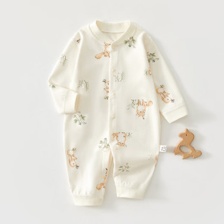 婧麒 婴儿衣服春秋装连体衣纯棉爬服新生儿