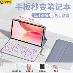 GOMI 适用oppopad6/5pro键盘保护套air5一加平板3pro磁吸分离12.1英寸新款oppopad3保护壳蓝牙鼠标套装  薰衣草紫+白色蓝牙键盘（圆形键帽）+白鼠标 OPPO Pad 6 12.1英寸
