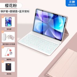 wesens 适用vivo Pad6Pro键盘保护套新款iqoo pad6Pro平板5e磁吸vivo pad5保护壳pad5pro鼠标蓝牙全包防摔 樱花粉+背光白键盘（圆形键帽）+白鼠标 iqoo pad6pro