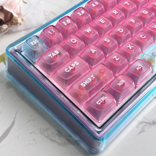 AINBELL客制化机械键盘热插拔三模DIY创意小众高颜值无线蓝牙女生办公键盘可定制换装 粉雾海三模无线/自由DIY换装 贝儿轴
