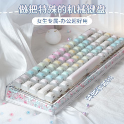 AINBELL机械键盘三模热插拔无线蓝牙客制化DIY创意彩虹软糖小众高颜值女生办公专用键盘 Base68彩虹软糖三模连接/热插拔 海洋之心