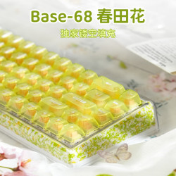 AINBELL 客制化机械键盘 三模有线/无线/蓝牙 68按键配列女生高颜值办公键盘打字手感好 新款黄绿键帽 贝儿轴