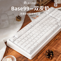AINBELL客制化机械键盘三模热插拔有线/无线/蓝牙键盘女生高颜值办公键盘打字手感好 Base99双皮奶/双层果冻键帽/三模热插拔 海洋之心/三模热插拔