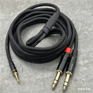 DRACO 3.5转双6.5立体声音频线电脑3.5一分二6.35大三芯平衡trs有源音响 黑色 直头（专业级降噪屏蔽线） 10米