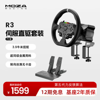 魔爪 R3游戏方向盘赛车模拟器伺服直驱3.9牛米15位分辨率金属快拆 适地平线F1等PC游戏 R3双踏板
