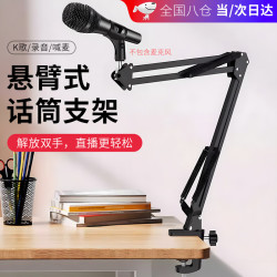 顽键侠 桌面支架电容麦克风话筒悬升降支架录音主播支架手持话筒架万向旋防震悬臂支架防喷网防震架 桌面悬臂支架 麦克风支架