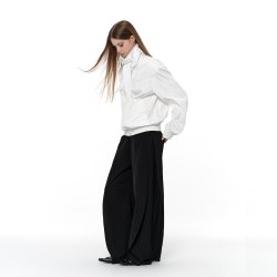 IMXS "兔耳朵"光泽感简约休闲夹克女高级感通勤风宽松立领垫肩外套