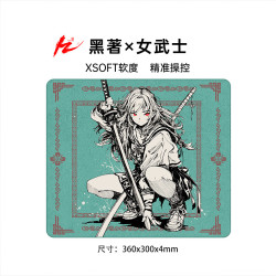 黑著 -女武士电竞鼠标垫控制型fps游戏细面csgo顺滑大号4mm电竞垫 黑著-女武士（360x300x4mm）