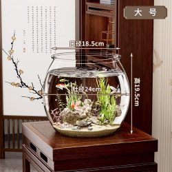 酷麦郎 亚克力鱼缸一体成型圆形金鱼缸生态小型家用孔雀鱼乌龟饲养缸塑料
