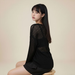 西町村屋 文艺慵懒感长袖套衫女装春季新款复古百搭小衫HA9111001 黑色 均码