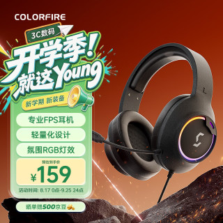 COLORFIRE 七彩虹电脑耳机头戴式有线游戏耳机USB电竞耳机耳麦带线控吃鸡三角洲行动CS无畏契约 S2 黑色