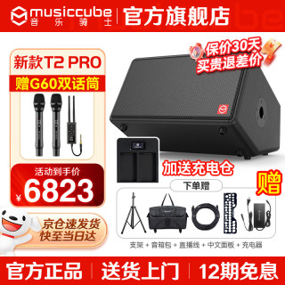 音乐骑士 T2pro音响户外K歌内置声卡直播内录舞台演出蓝牙大功率音箱乐器弹唱吉他萨克斯电吹管 T2Pro+G60双话筒+支架+包