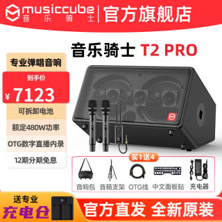 音乐骑士 T2pro音响户外K歌声卡直播内录舞台演出大功率音箱乐队萨克斯电吹管乐器弹唱26新款 G60双话筒+T2PRO+支架+包