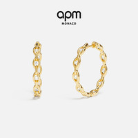 APM Monaco 金黄色Enchaîné圈形耳环链环时尚摩登中性风耳饰礼物