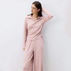自巧 小个子针织休闲裤时尚套装女2025春装新款连帽卫衣直筒裤 燕麦色连帽卫衣