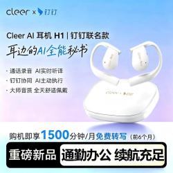 钉钉 cleer H1耳机AI开放式挂耳式智能蓝牙无线耳机实时翻译录音转写会议记录 珠光白 官方标配