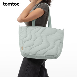 tomtoc 托特包女士电脑包地球肌理新款大容量单肩包手提包轻便通勤包T38 淡水绿 S码｜可收纳14英寸电脑