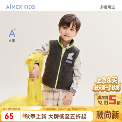 爱慕 儿童（AIMER KIDS）马甲男女童小高领马甲背心加绒A类泰迪绒小布娃娃变形金刚 男孩-深灰 120