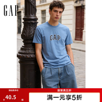 Gap 男女装秋季款纯棉字母logo短袖T恤多色上衣美版570044 深蓝色 XS 美码 S亚洲码175/88A