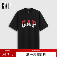 Gap 男女装2026夏季新款纯棉logo印花宽松短袖T恤休闲上衣891398 黑色 M (170/92A)亚洲尺码