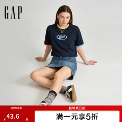 Gap 纯棉logo字母宽松短袖T恤 男 海军蓝 M