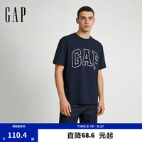 Gap 男女装2025春季纯棉印花logo短袖T恤宽松休闲上衣725617 海军蓝 XL (180/100A) 亚洲尺码